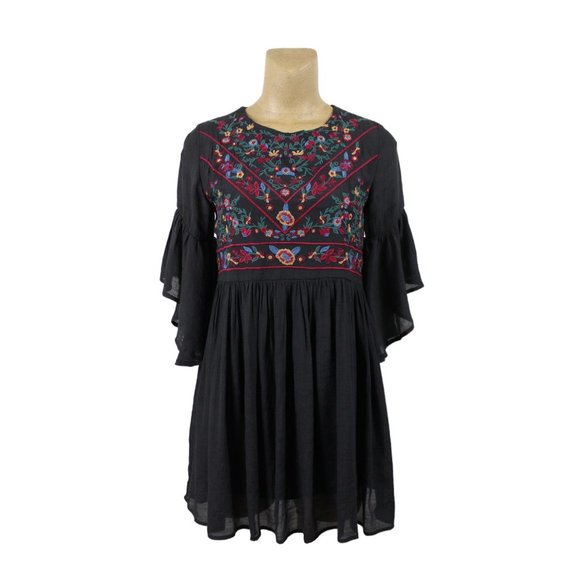 Umgee Black Embroidered Boho Dress - Picture 1 of 16